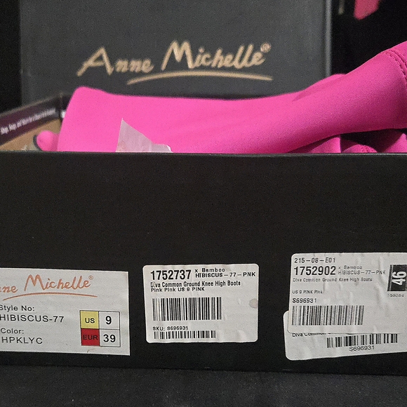 NWT ANN MICHELLE Vibrant " Hibiscus Pink Over the Knee Boots Size 9 Fits L 8 - Picture 6 of 10